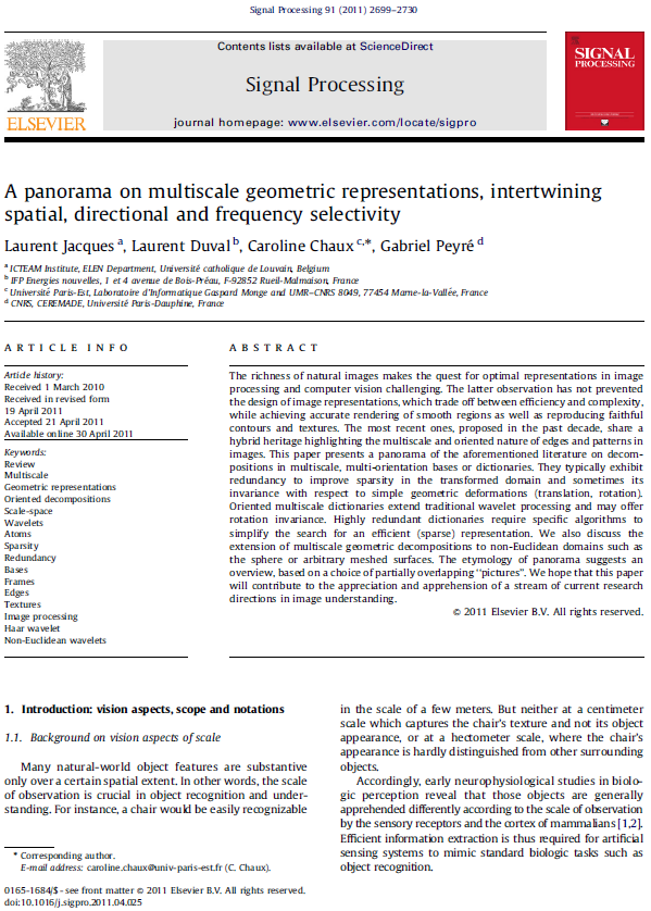 A panorama on Multiscale Geometric Representations, intertwining spatial, directional and frequency selectivity