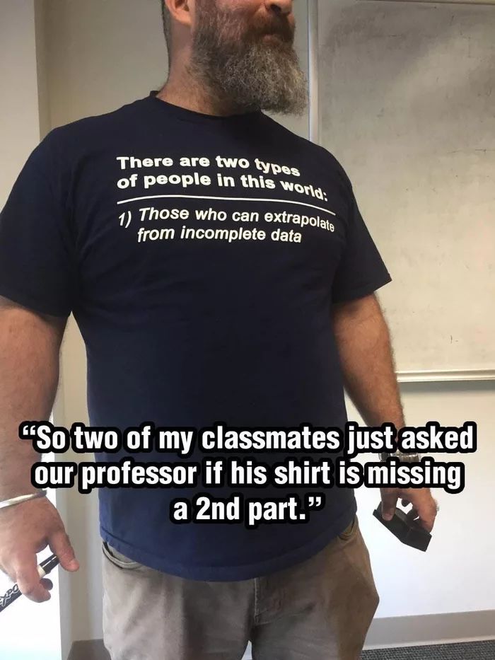 There are two types of people in this world: 1) Those who can extrapolate from missing data